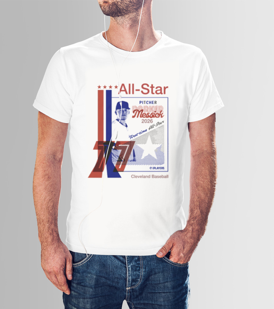 Cleveland Guardians Parker Messick First Time All Star 2026 Pitcher Three Stars T-Shirt