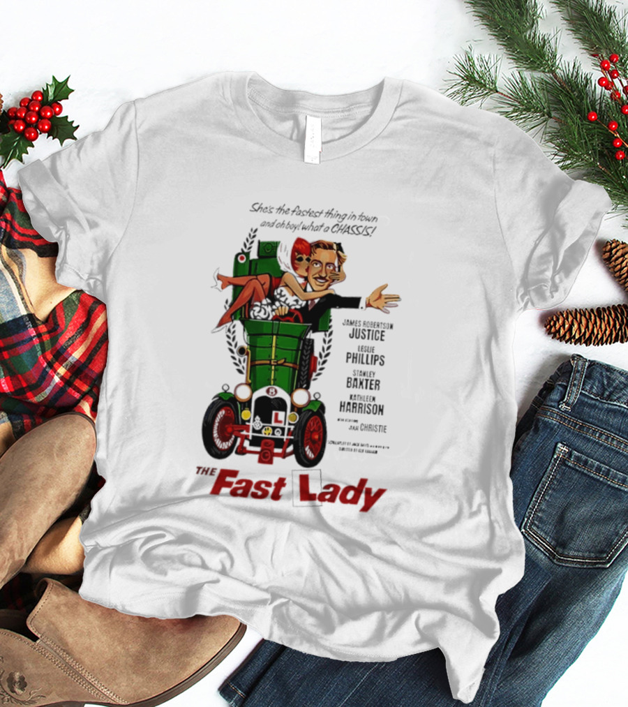The Fast Lady Movie James Robertson Justice Leslie Phillips Stanley Baxter Kathleen Harrison Julie Christie T-Shirt