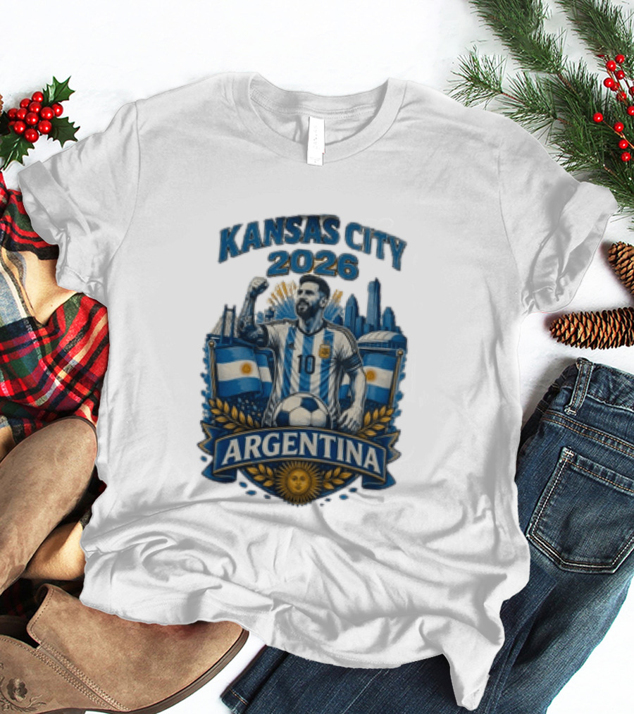Kansas City 2026 Argentina Lionel Messi No 10 Flag Skyline T-Shirt