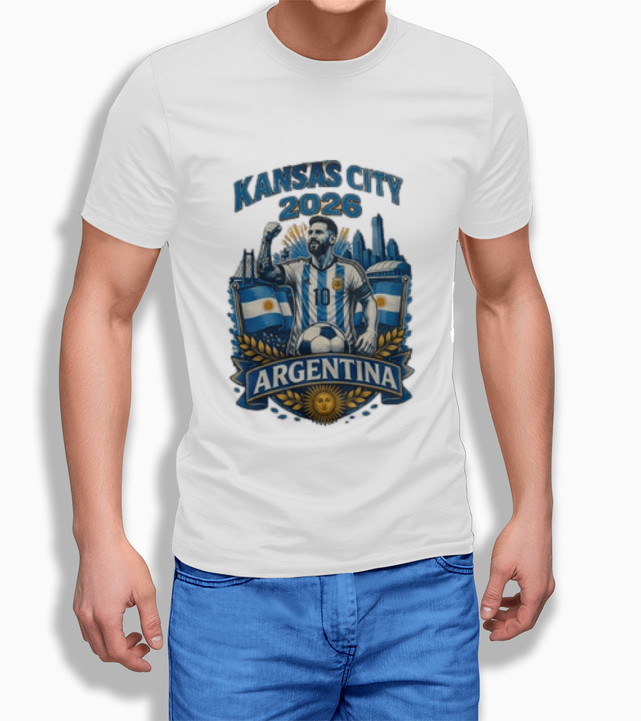 Kansas City 2026 Argentina Lionel Messi No 10 Flag Skyline T-Shirt