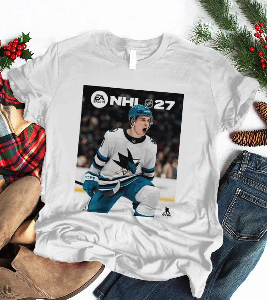 EA Sports NHL 27 Macklin Celebrini San Jose Sharks Cover Athlete NHLPA T-Shirt