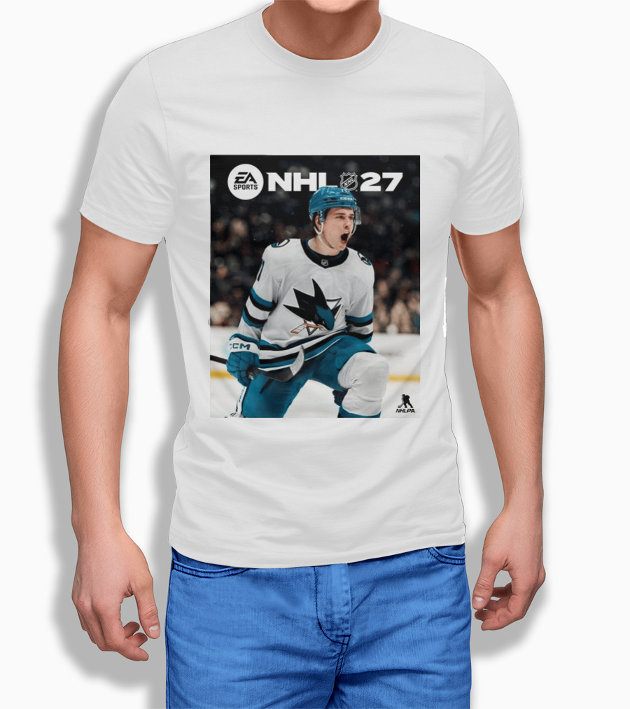 EA Sports NHL 27 Macklin Celebrini San Jose Sharks Cover Athlete NHLPA T-Shirt