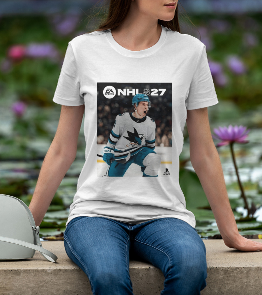 EA Sports NHL 27 Macklin Celebrini San Jose Sharks Cover Athlete NHLPA T-Shirt