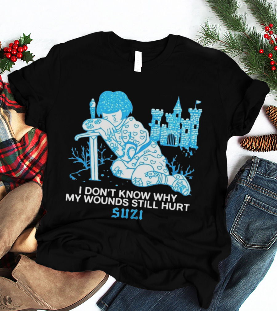 I Don't Know Why My Wounds Still Hurt Suzi Sad Blue Cartoon Castle T-Shirt