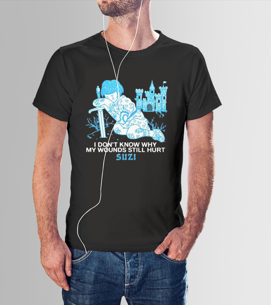 I Don't Know Why My Wounds Still Hurt Suzi Sad Blue Cartoon Castle T-Shirt