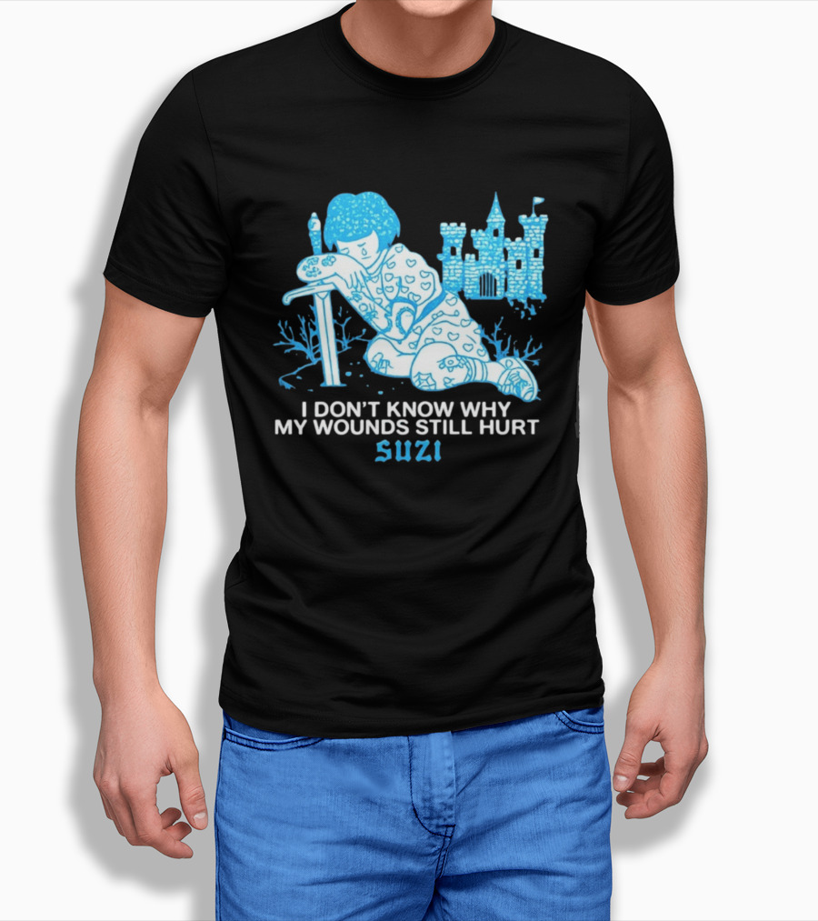 I Don't Know Why My Wounds Still Hurt Suzi Sad Blue Cartoon Castle T-Shirt
