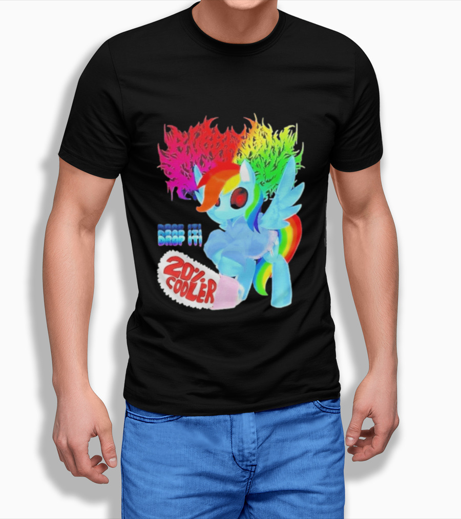 Drop It 20% Cooler Bubblegum Chainsaw Rainbow Dash T-Shirt