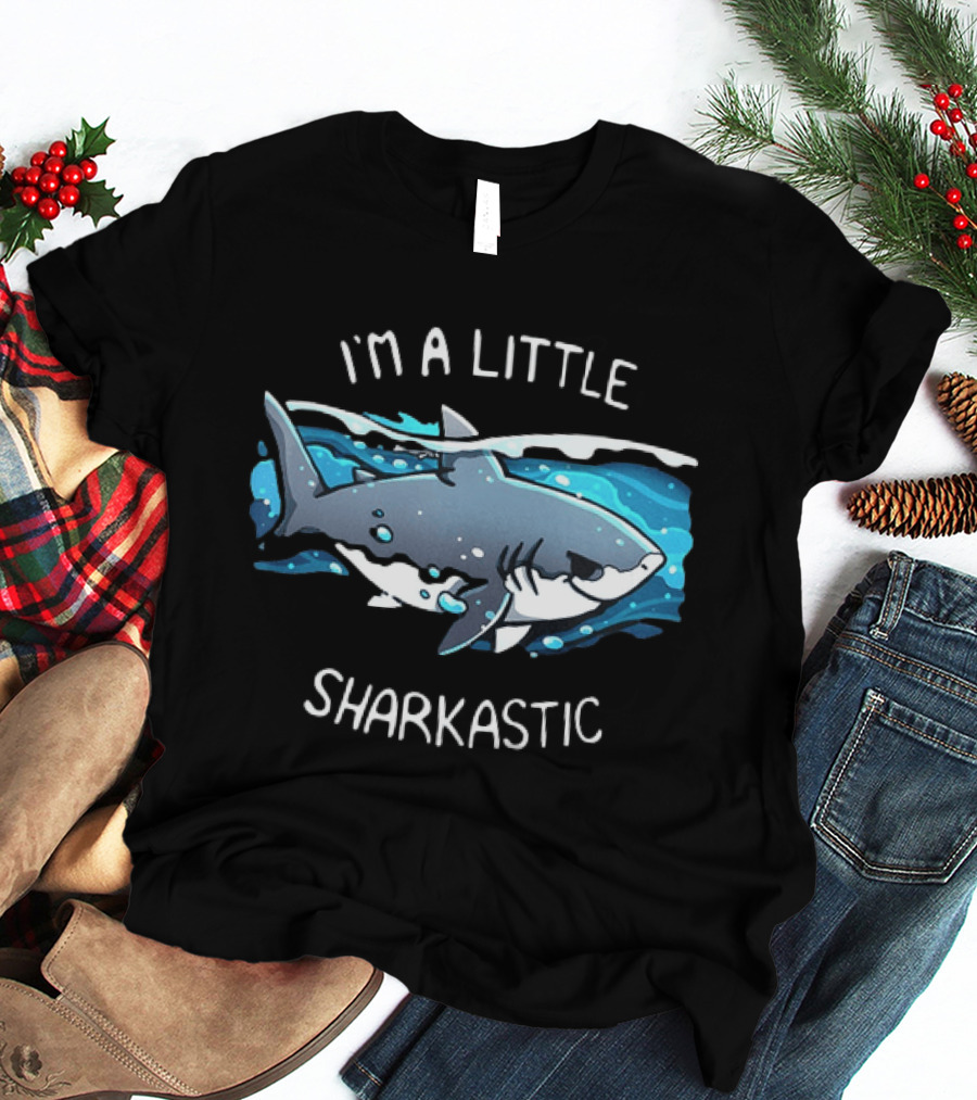 I'm A Little Sharkastic Playful Shark Ocean Humor T-Shirt