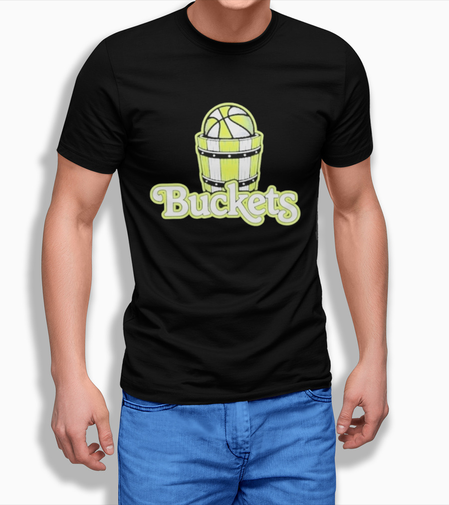 Buckets Basketball Cartoon Style Vintage Retro Ball In Wooden Basket T-Shirt