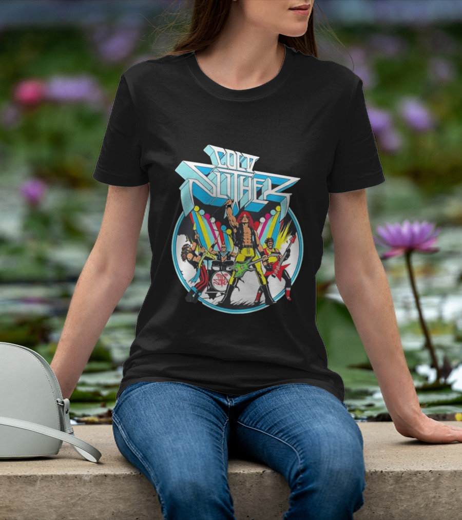 Cold Slither Band Members Rocking Live Performance Retro Vibes T-Shirt