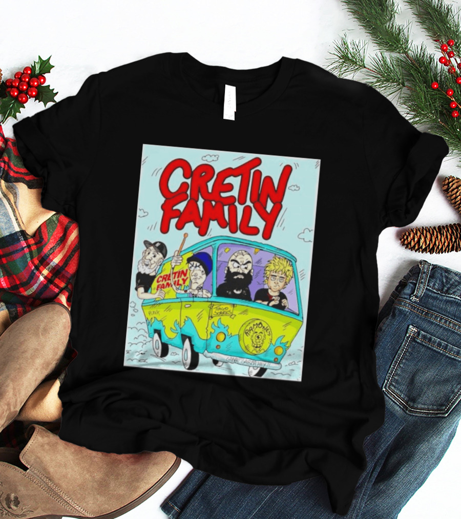 Cretin Family Punk Ramones Gabba Gabba Hey Van Cartoon T-Shirt