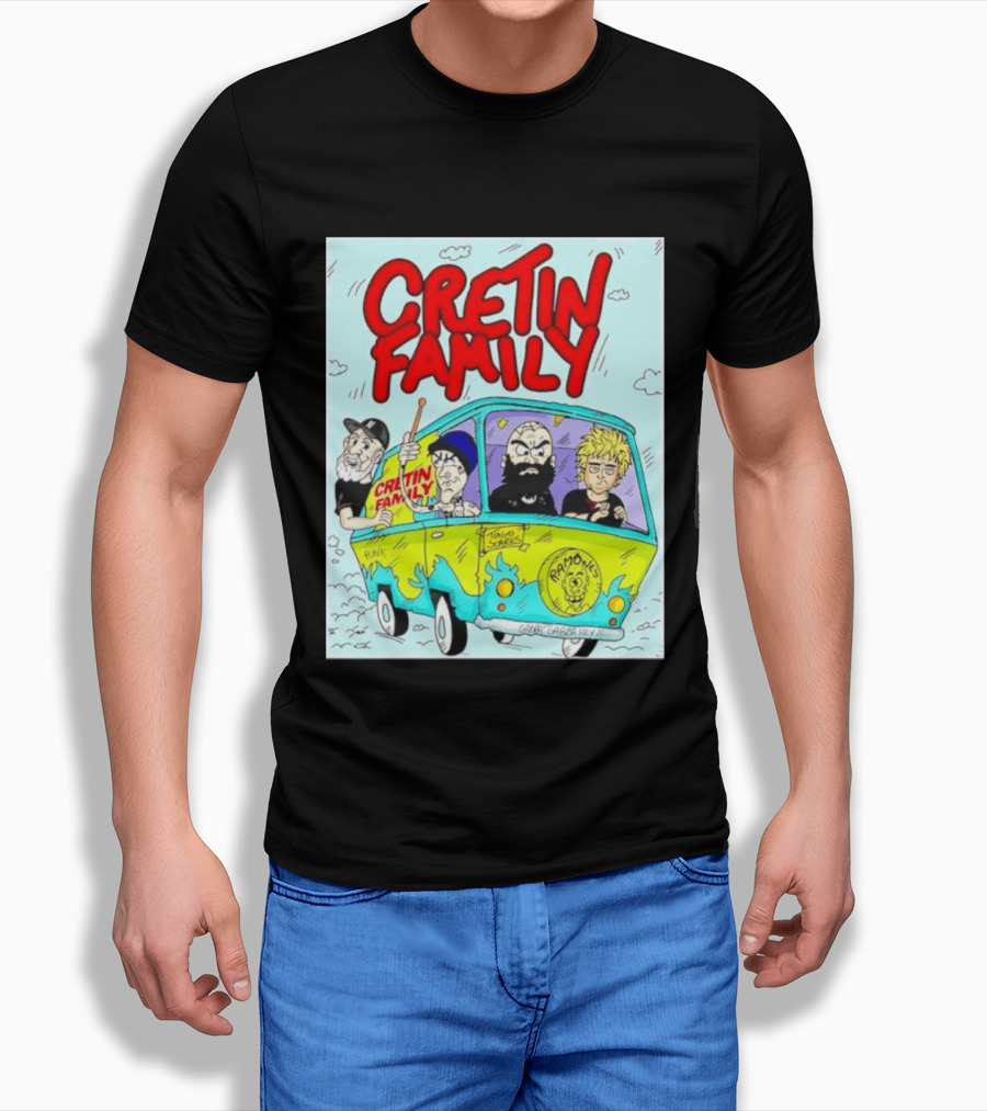 Cretin Family Punk Ramones Gabba Gabba Hey Van Cartoon T-Shirt