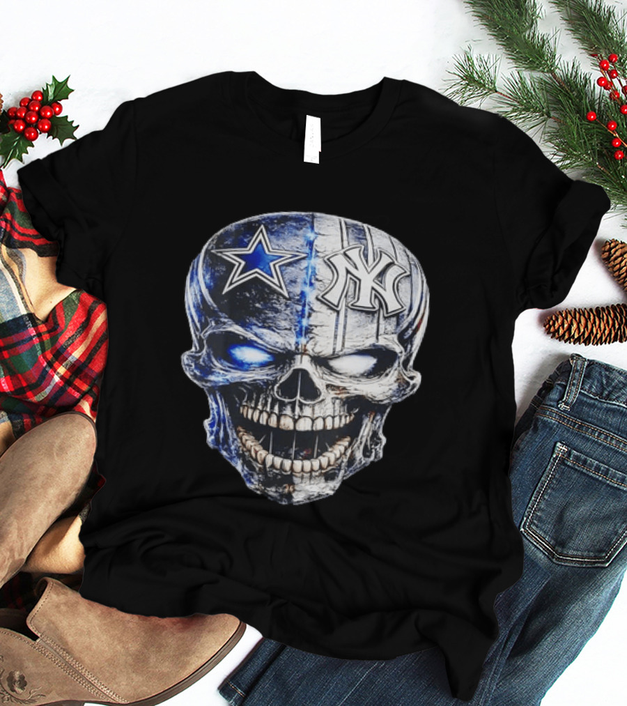 Dallas Cowboys Star New York Yankees Skull T-Shirt