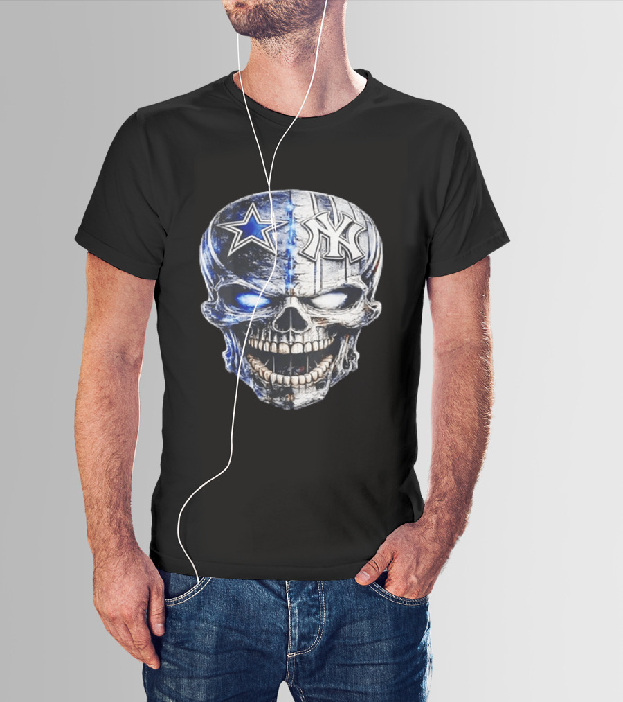 Dallas Cowboys Star New York Yankees Skull T-Shirt