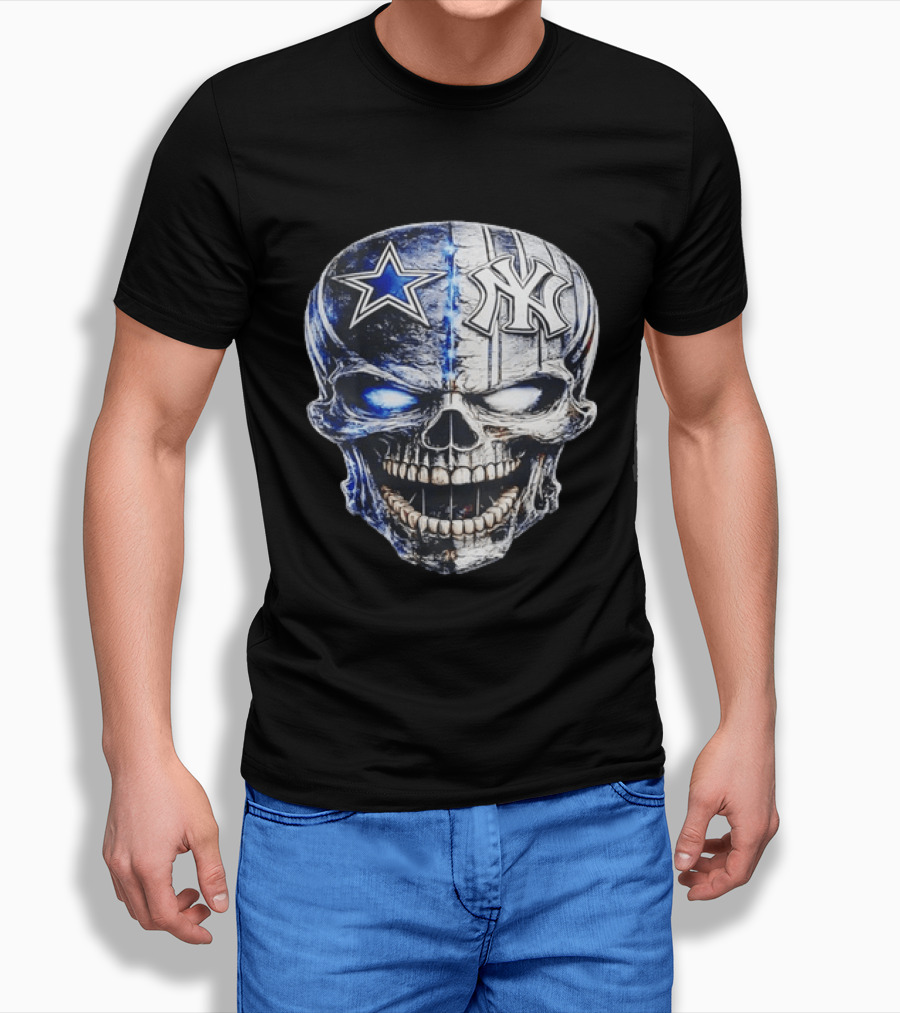 Dallas Cowboys Star New York Yankees Skull T-Shirt