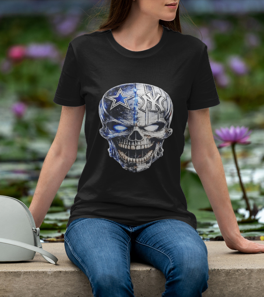 Dallas Cowboys Star New York Yankees Skull T-Shirt