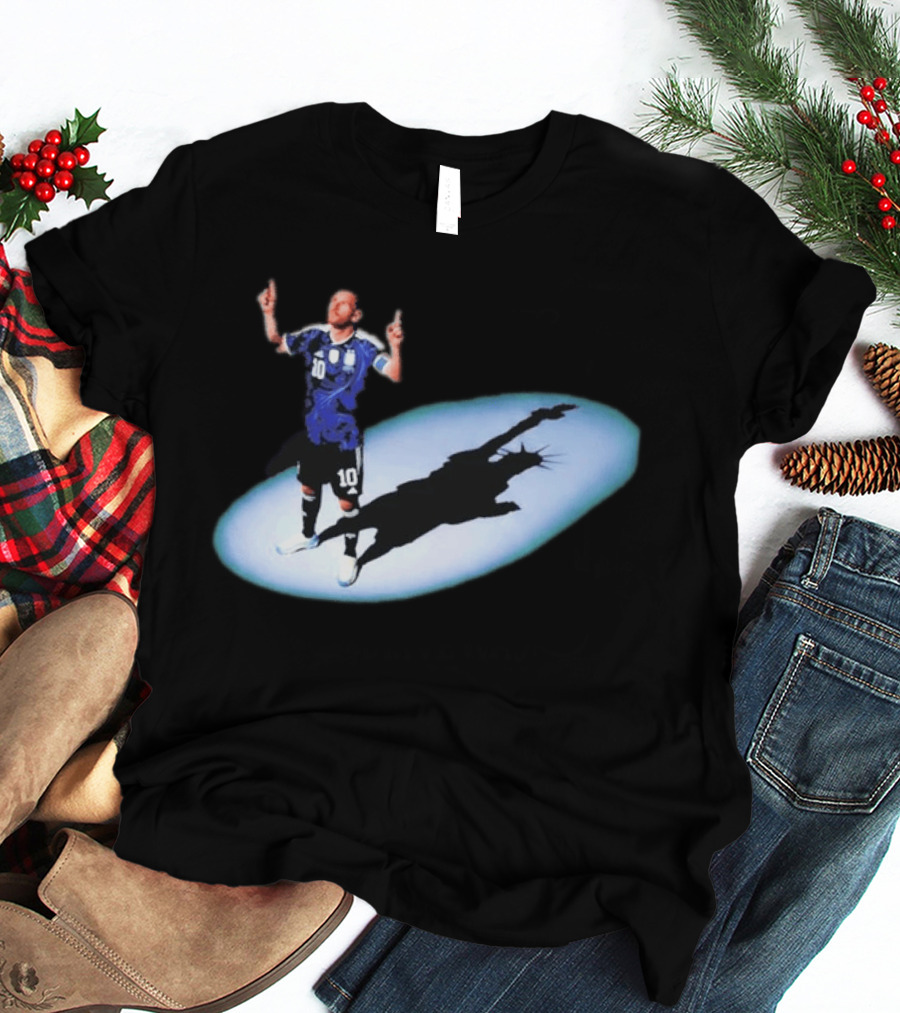 Lionel Messi Iconic Argentina Celebration With Liberty Shadow T-Shirt