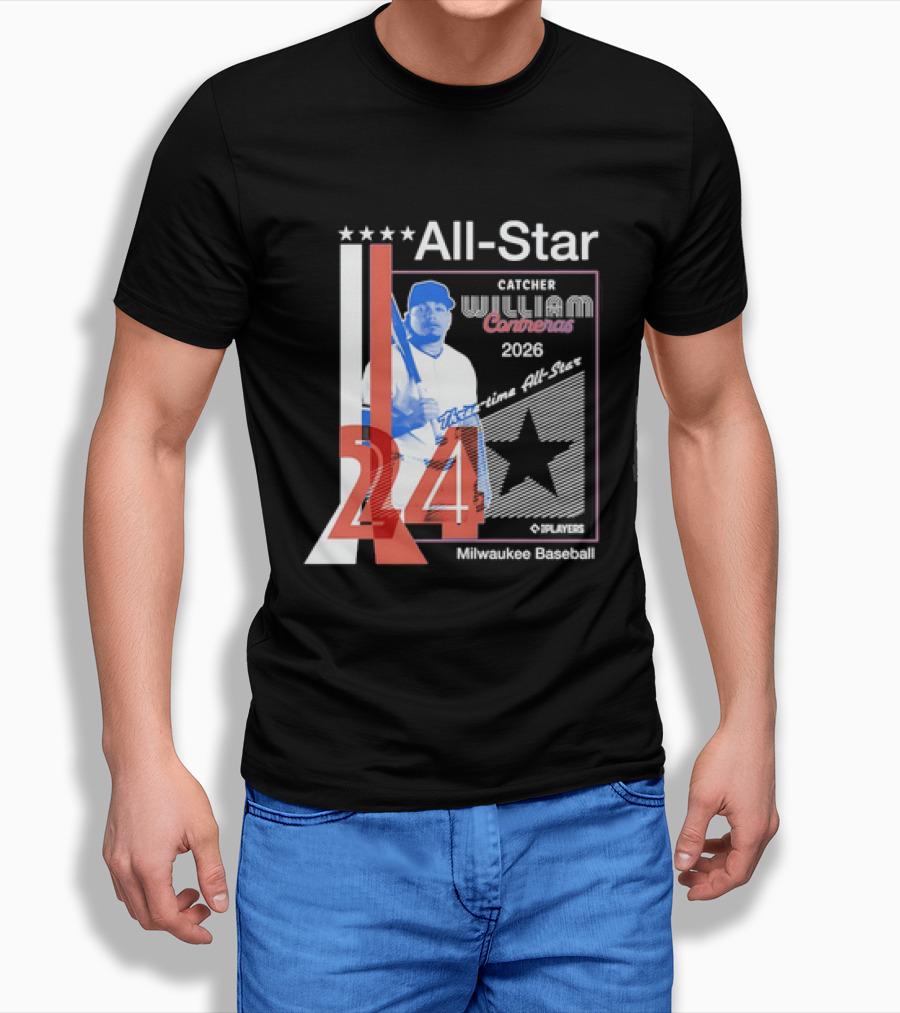 All Star Catcher William Contreras Milwaukee Baseball 2026 24 Three Time T-Shirt