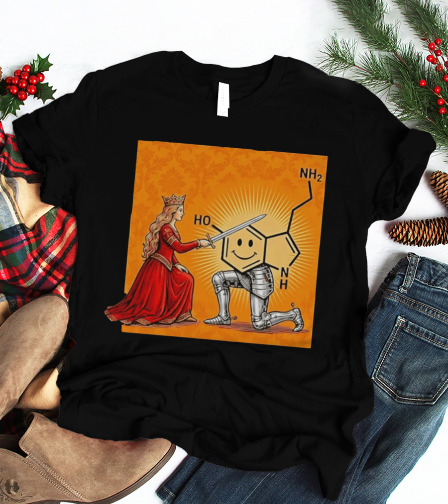 Sir Otonin Serotonin Molecule Knight Queen Chemistry T-Shirt