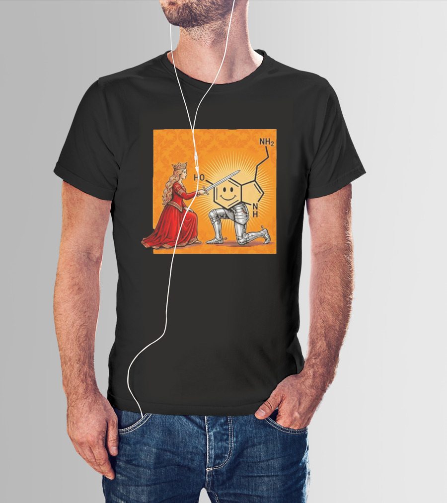 Sir Otonin Serotonin Molecule Knight Queen Chemistry T-Shirt