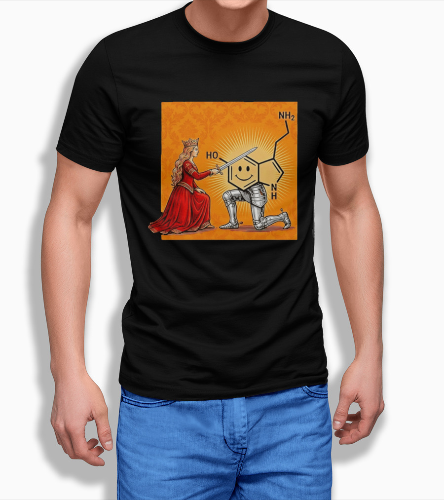 Sir Otonin Serotonin Molecule Knight Queen Chemistry T-Shirt