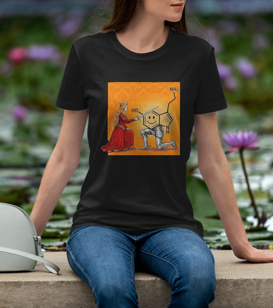 Sir Otonin Serotonin Molecule Knight Queen Chemistry T-Shirt