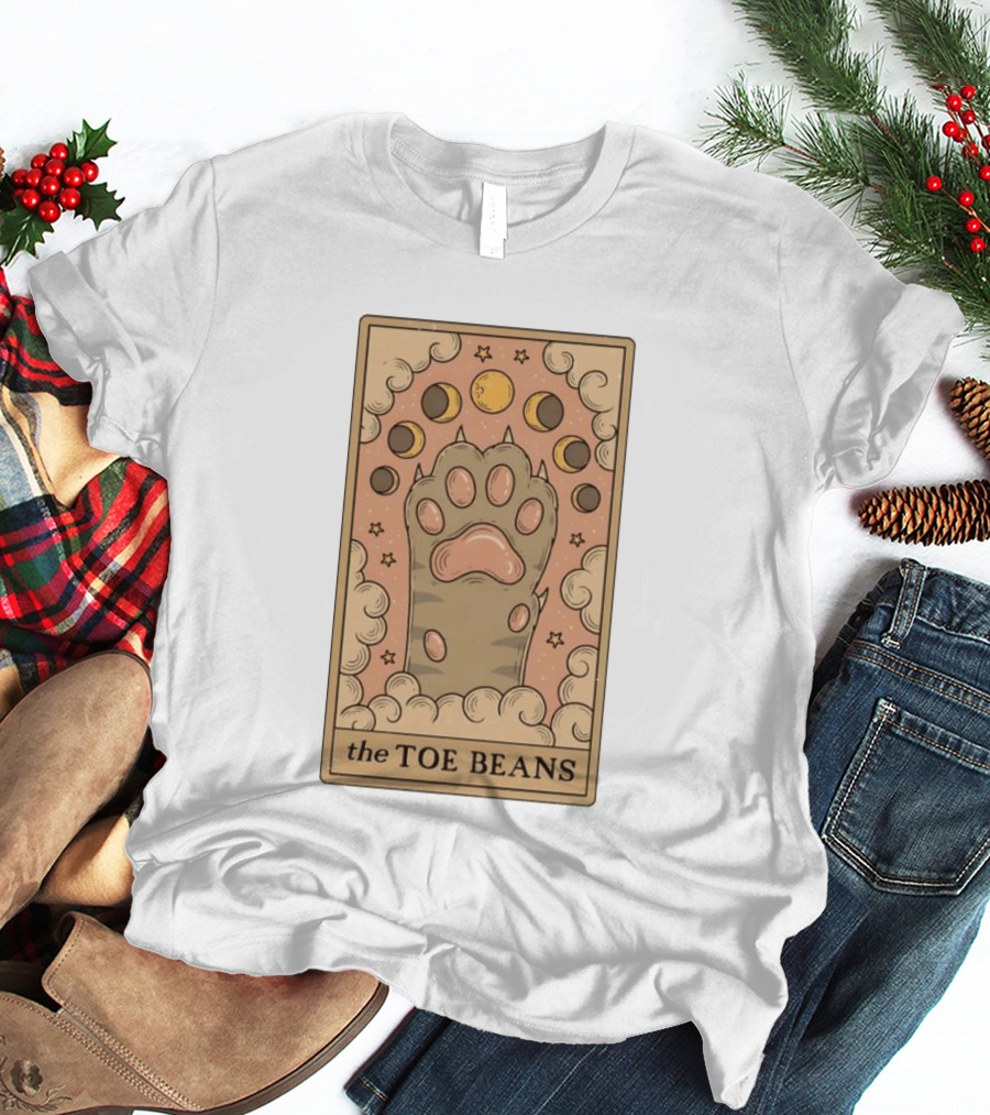 Cat Paw Toe Beans Tarot Moon Phases Card T-Shirt