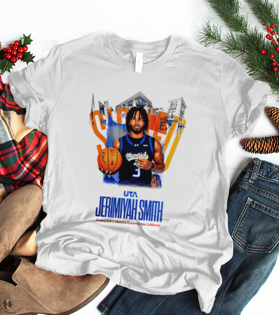 UTA Mavericks Jerimiyah Smith No 3 Basketball Player T-Shirt