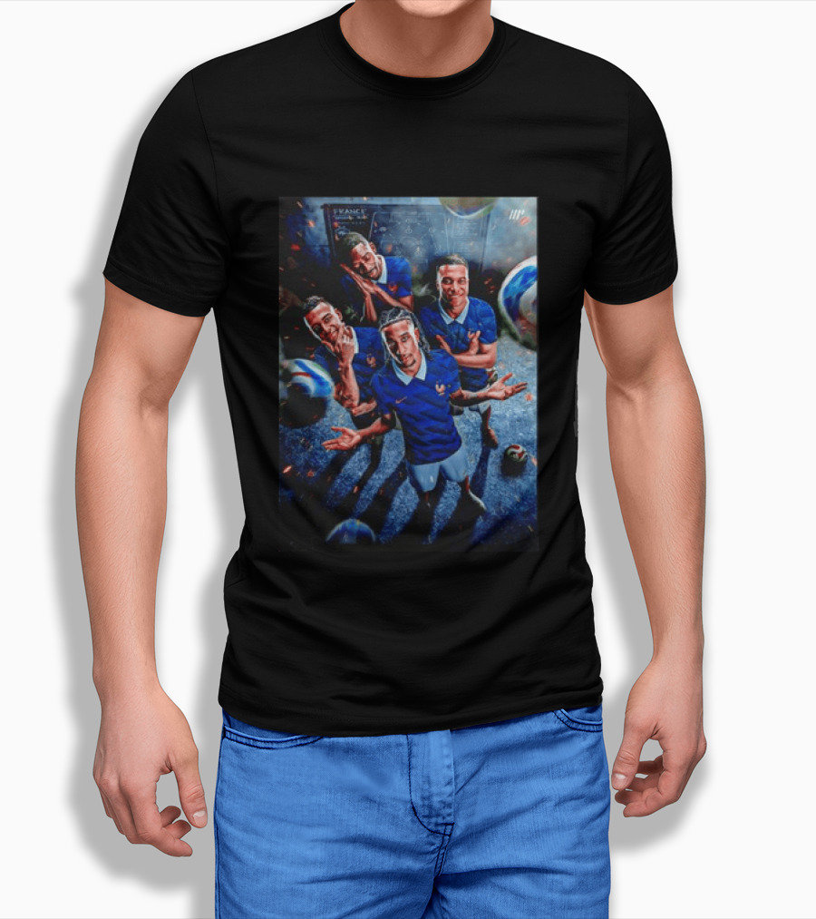 France National Team Players Collage Blue Jerseys Football Stars T-Shirt