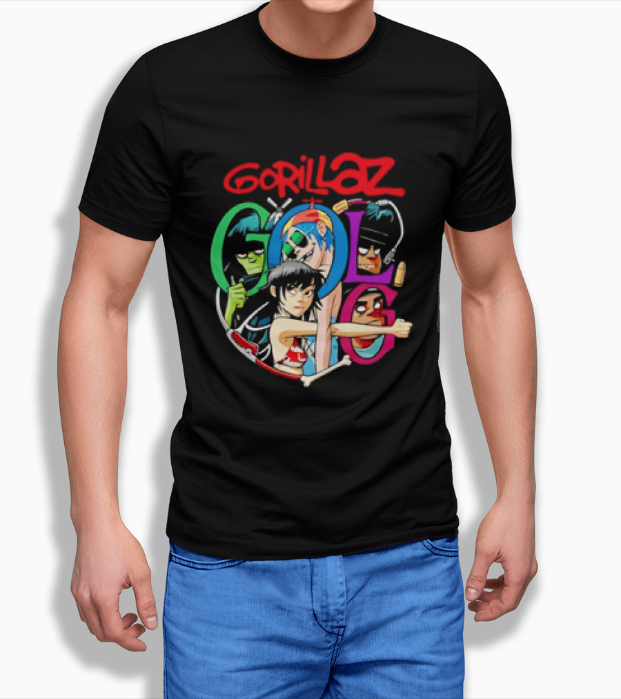 Gorillaz Virtual Rock Band Cartoon Characters T-Shirt
