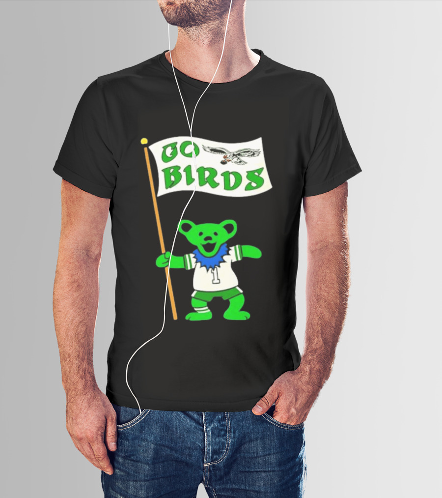 Grateful Dead Dancing Bear Philadelphia Eagles Go Birds Football T-Shirt