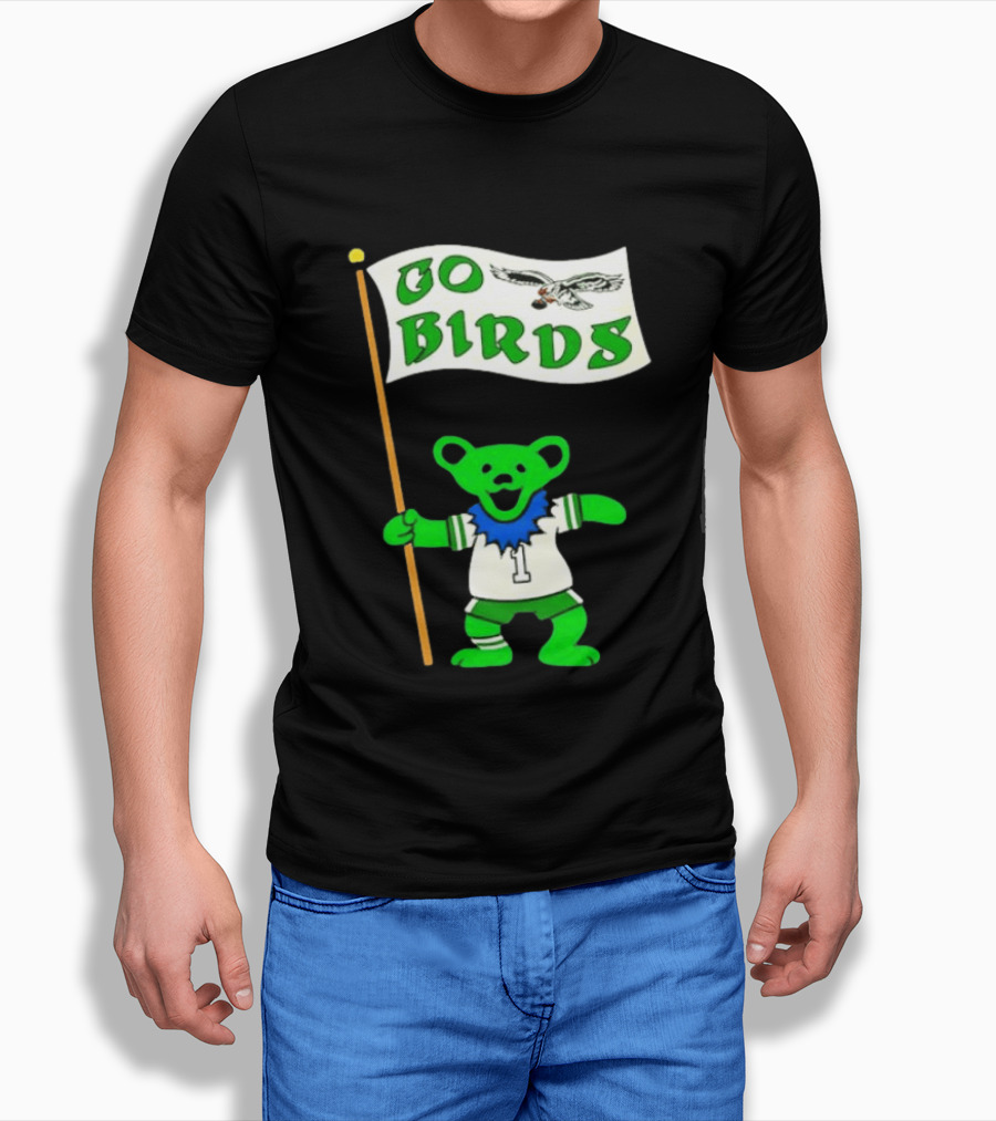 Grateful Dead Dancing Bear Philadelphia Eagles Go Birds Football T-Shirt