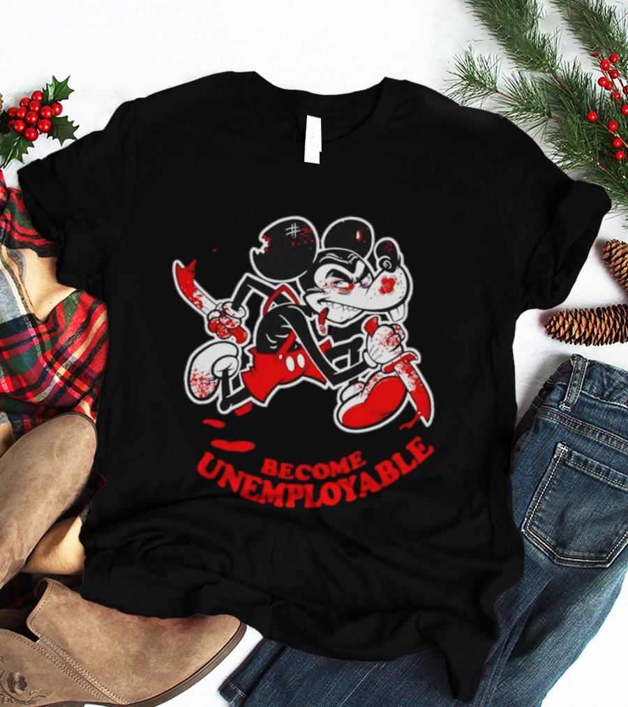 Horror Micket Become Unemployable Vintage Cartoon T-Shirt