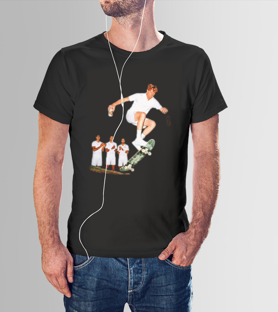Jannik Sinner Skateboarding Wimbledon Men's Singles Italy 2026 Tennis Champion Jump T-Shirt