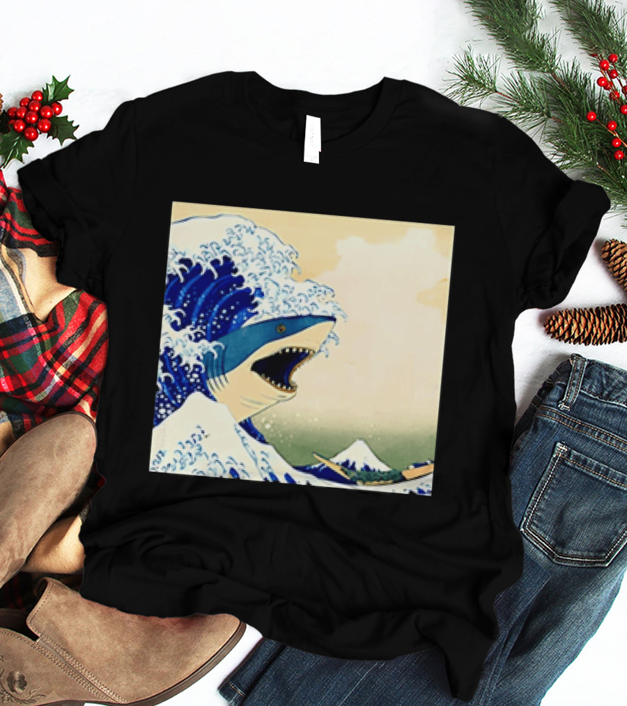 The Great Wave Off Kanagawa Sharks Fusion Art Japan Ukiyo E T-Shirt