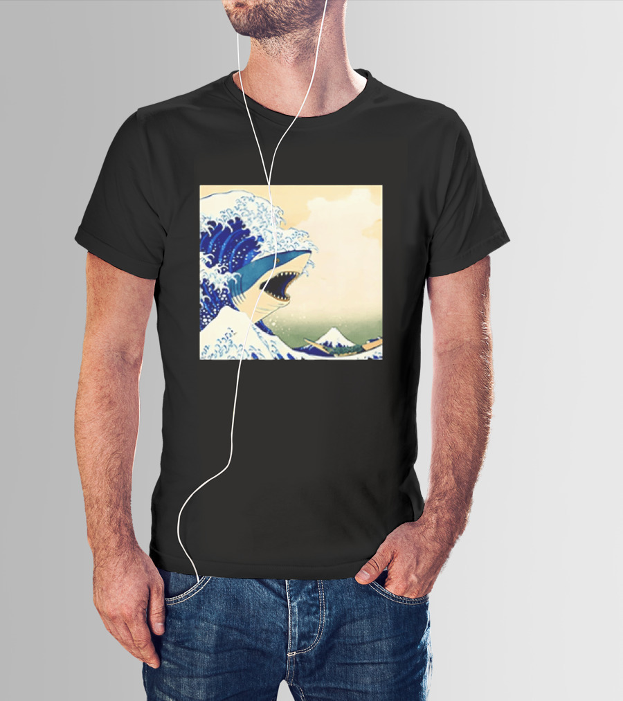 The Great Wave Off Kanagawa Sharks Fusion Art Japan Ukiyo E T-Shirt