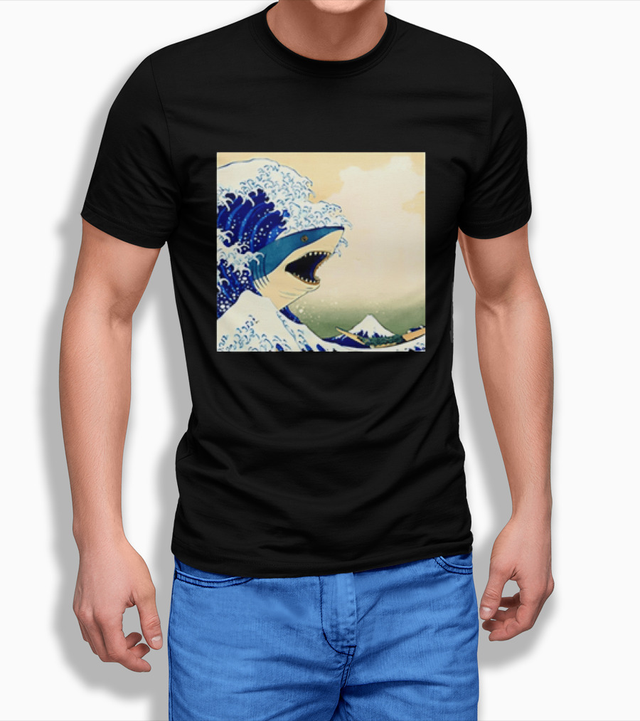 The Great Wave Off Kanagawa Sharks Fusion Art Japan Ukiyo E T-Shirt