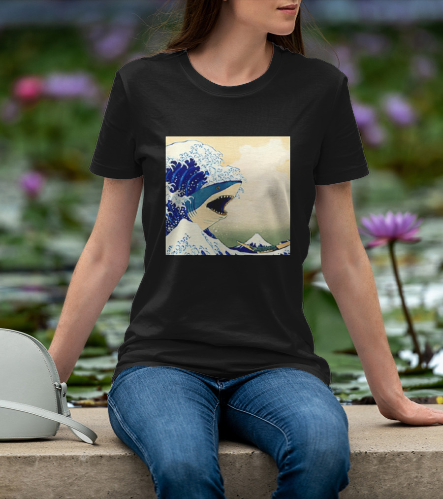 The Great Wave Off Kanagawa Sharks Fusion Art Japan Ukiyo E T-Shirt