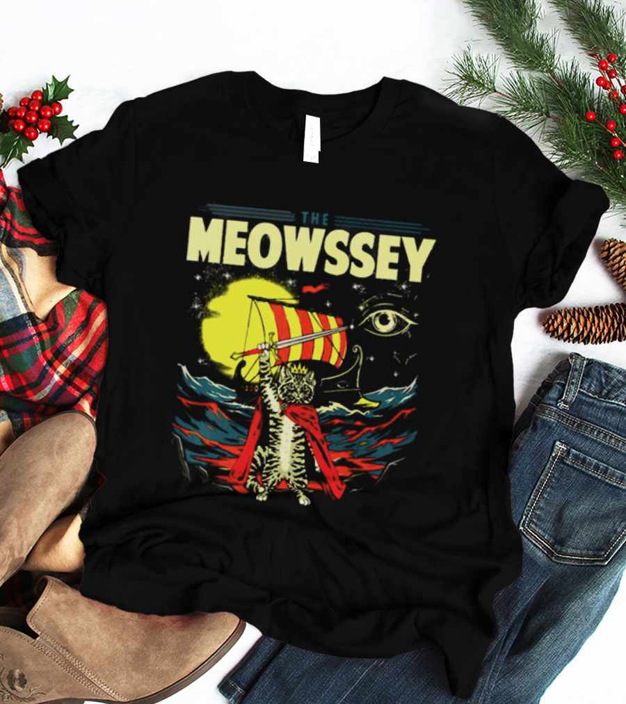 The Meowssey Vintage Odyssey Cat With Eye And Stripes T-Shirt