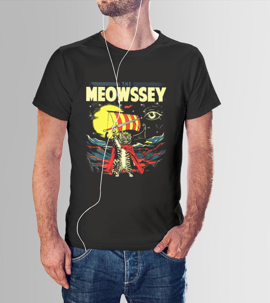 The Meowssey Vintage Odyssey Cat With Eye And Stripes T-Shirt