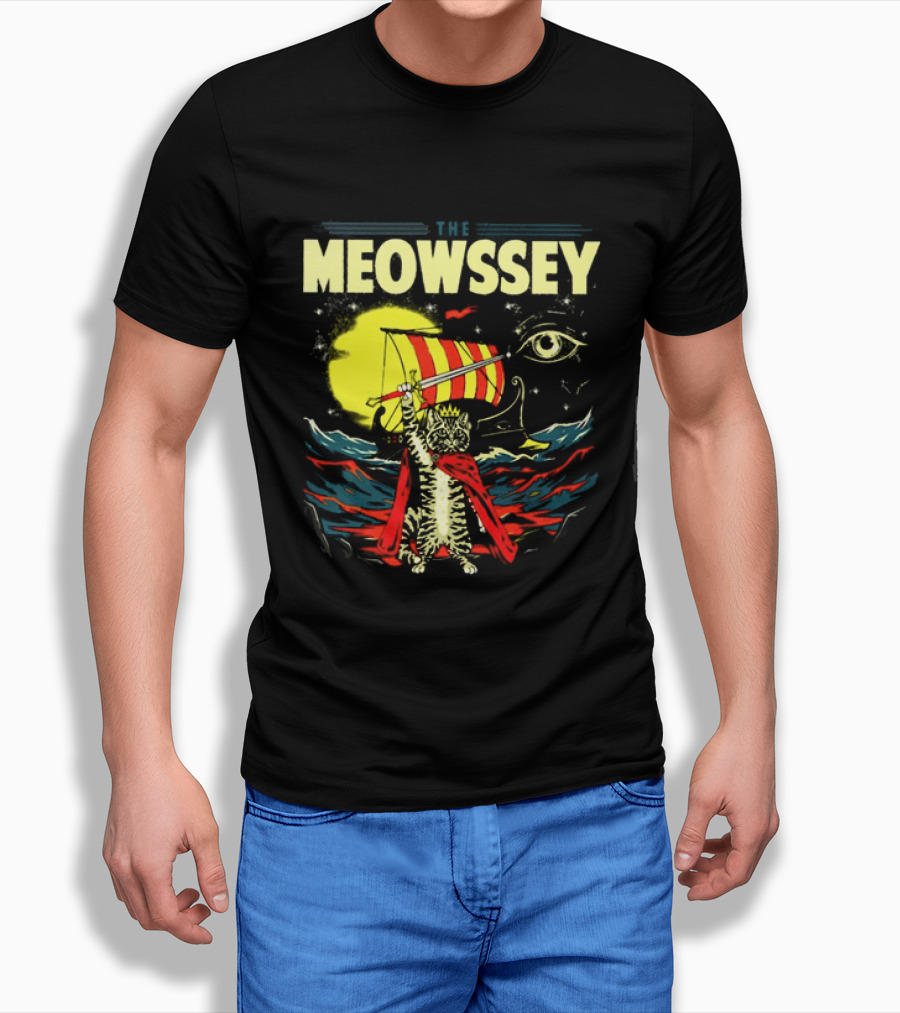 The Meowssey Vintage Odyssey Cat With Eye And Stripes T-Shirt