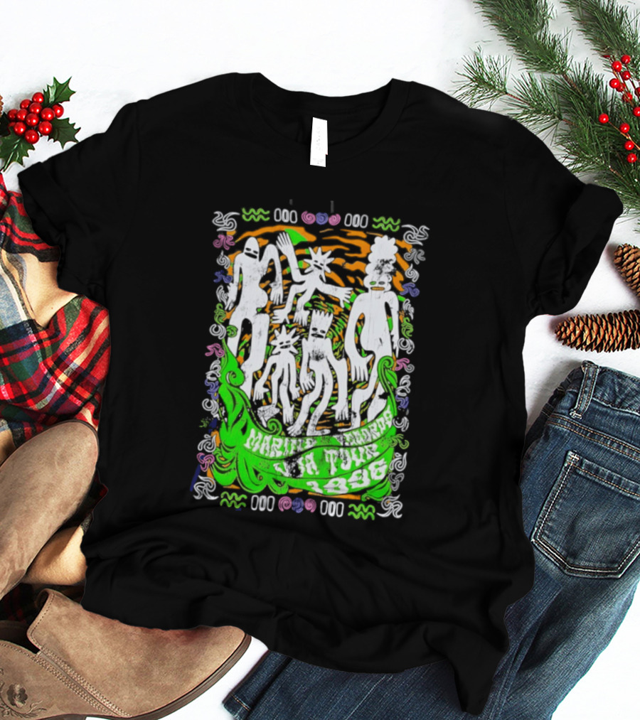 Marine Records 1996 USA Tour Alternative Rock Silhouette Art Psychedelic T-Shirt