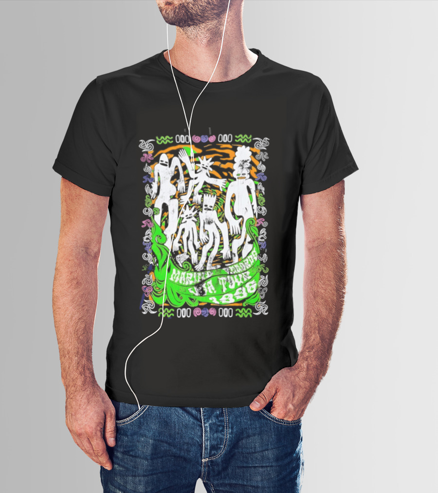 Marine Records 1996 USA Tour Alternative Rock Silhouette Art Psychedelic T-Shirt