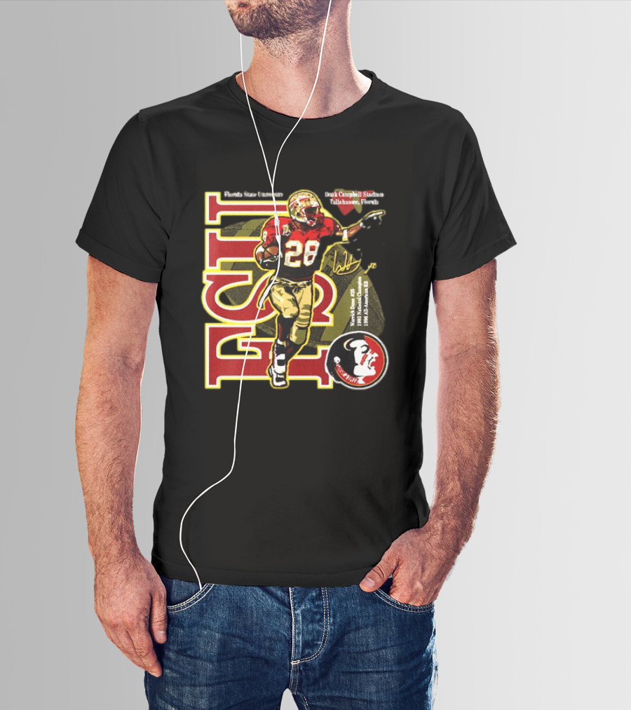 Warrick Dunn Florida State Seminoles 28 Doak Campbell Stadium Tallahassee Florida T-Shirt