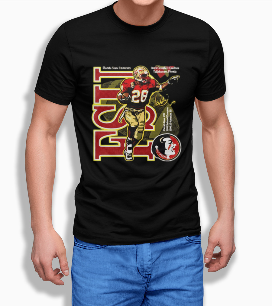 Warrick Dunn Florida State Seminoles 28 Doak Campbell Stadium Tallahassee Florida T-Shirt