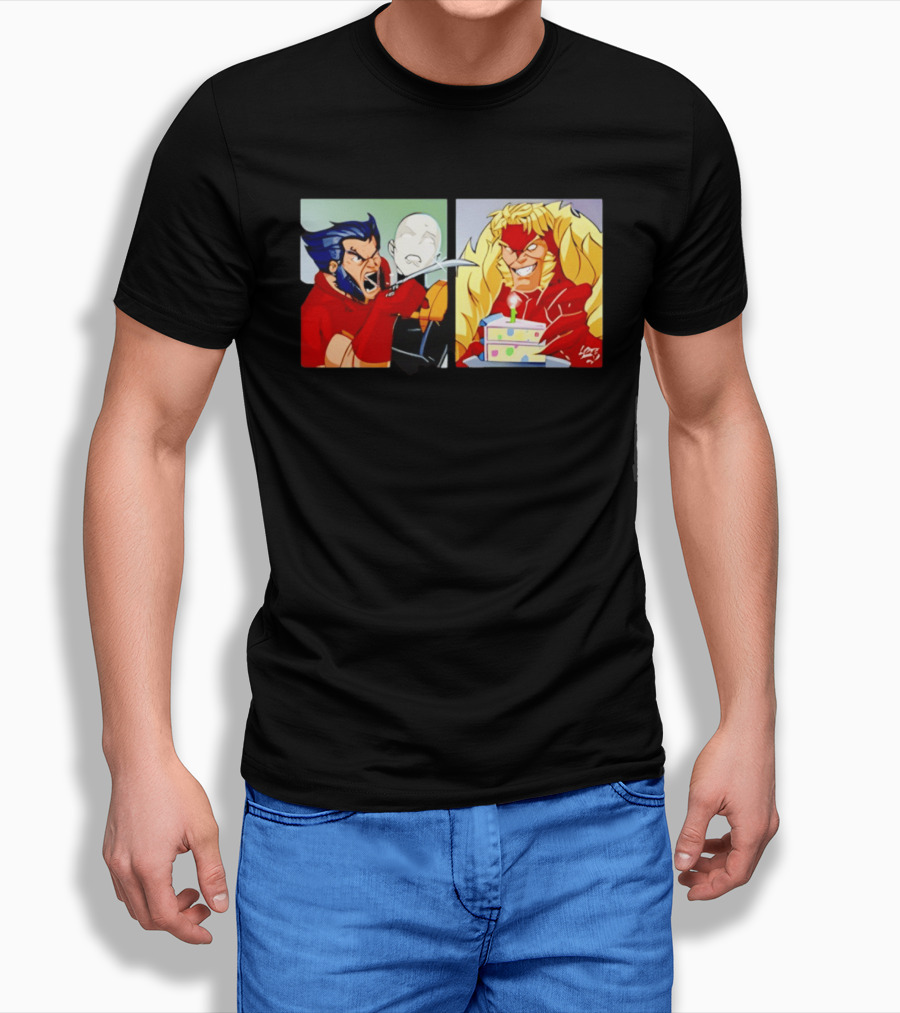 Wolverine And Morph Shouting At Sabretooth Birthday Cake Meme T-Shirt