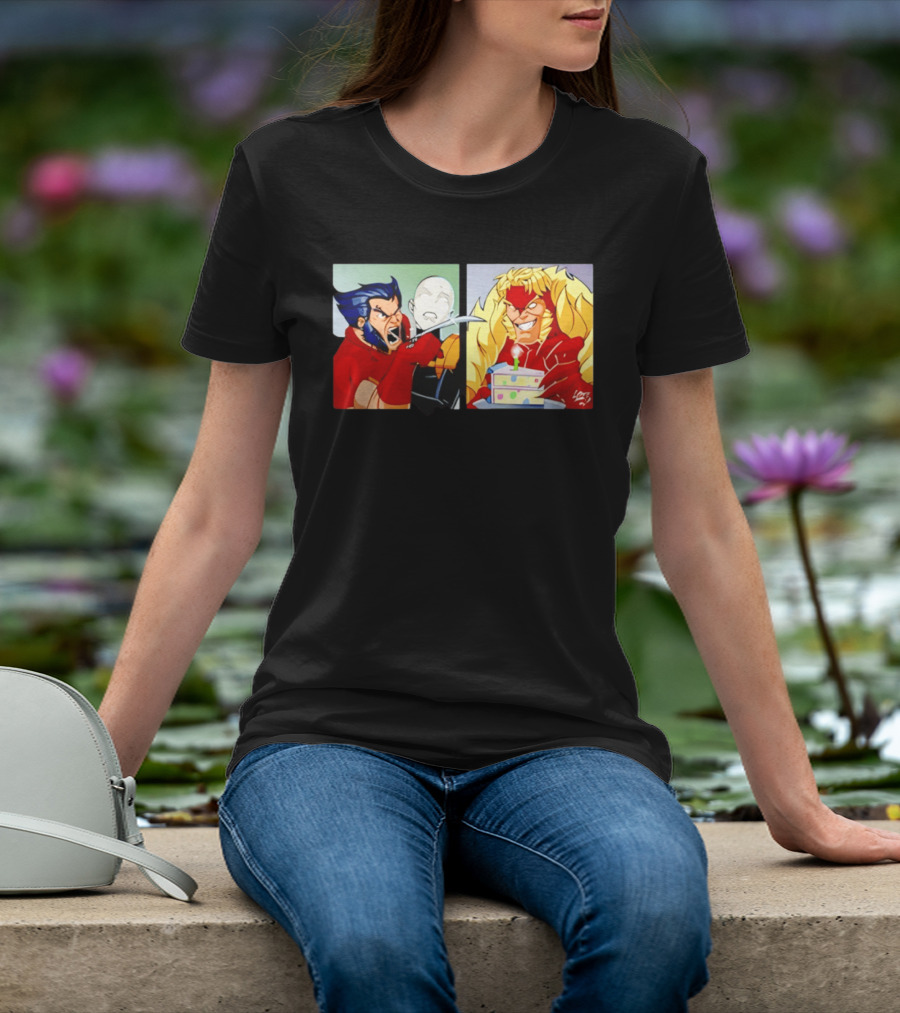Wolverine And Morph Shouting At Sabretooth Birthday Cake Meme T-Shirt
