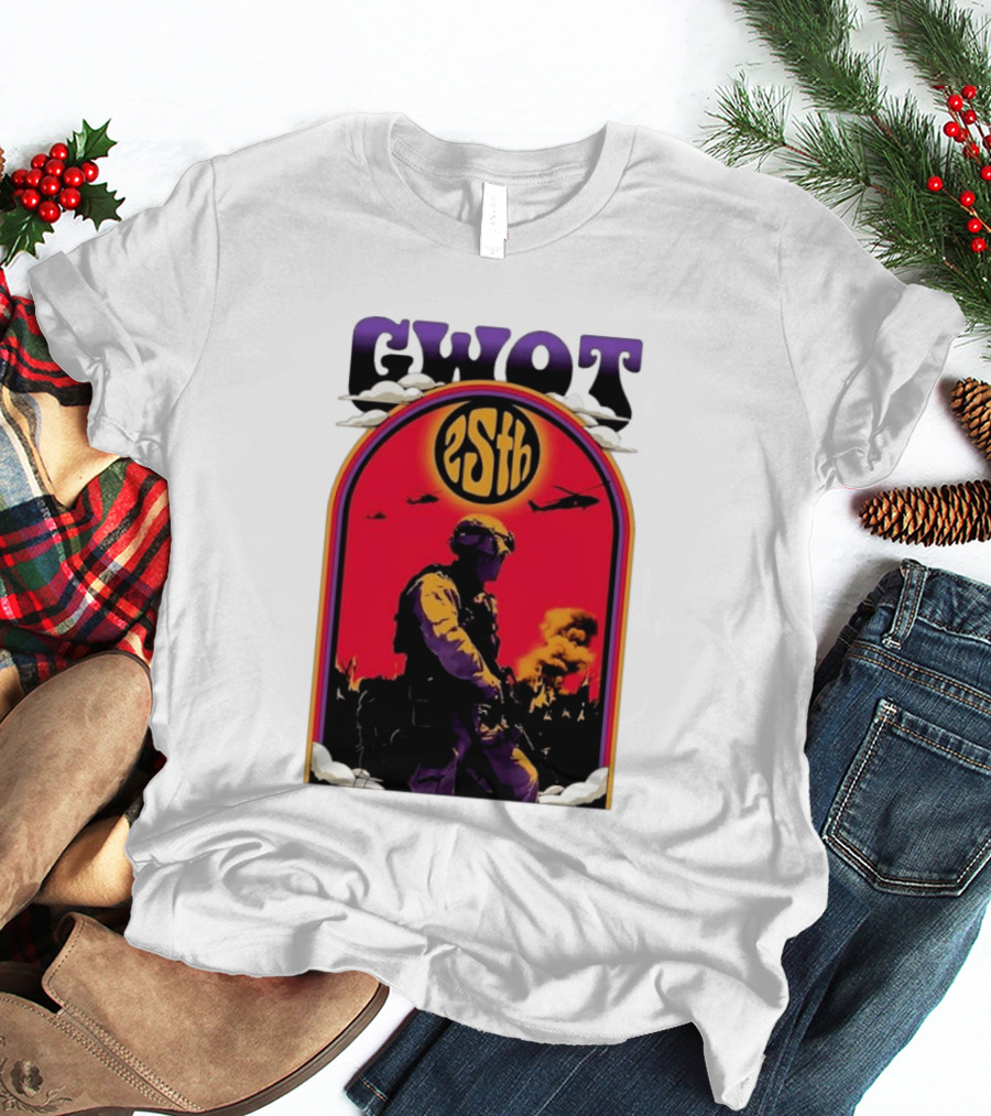 GWOT 25th Anniversary Soldier Helicopters Fire T-Shirt