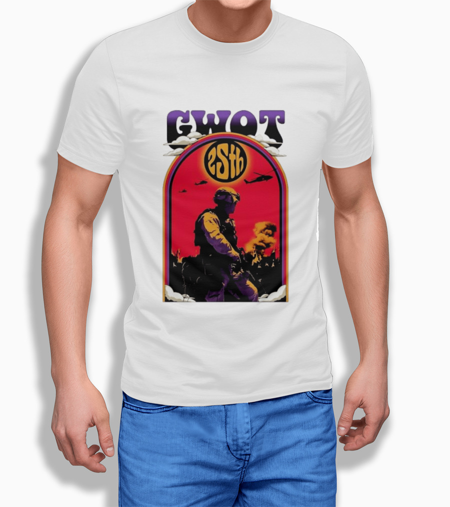 GWOT 25th Anniversary Soldier Helicopters Fire T-Shirt