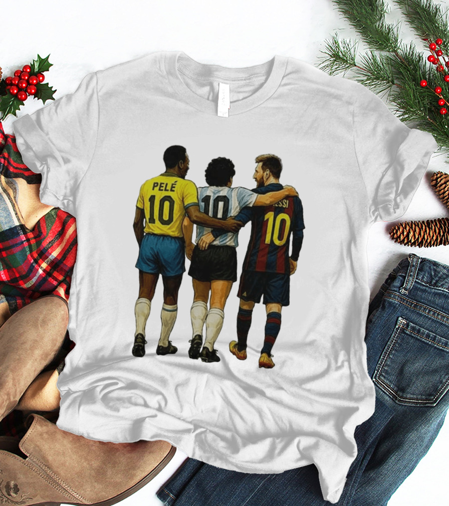 Pele Maradona Messi Football Legends Iconic Trio 10 T-Shirt